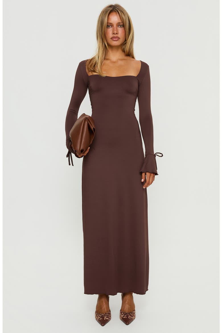 Dalzine Long Sleeve Maxi Dress, Alternate, color, CHOCOLATE