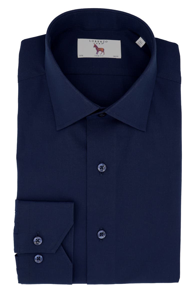 Trim Fit Stretch Dress Shirt, Main, color, MIDNIGHT