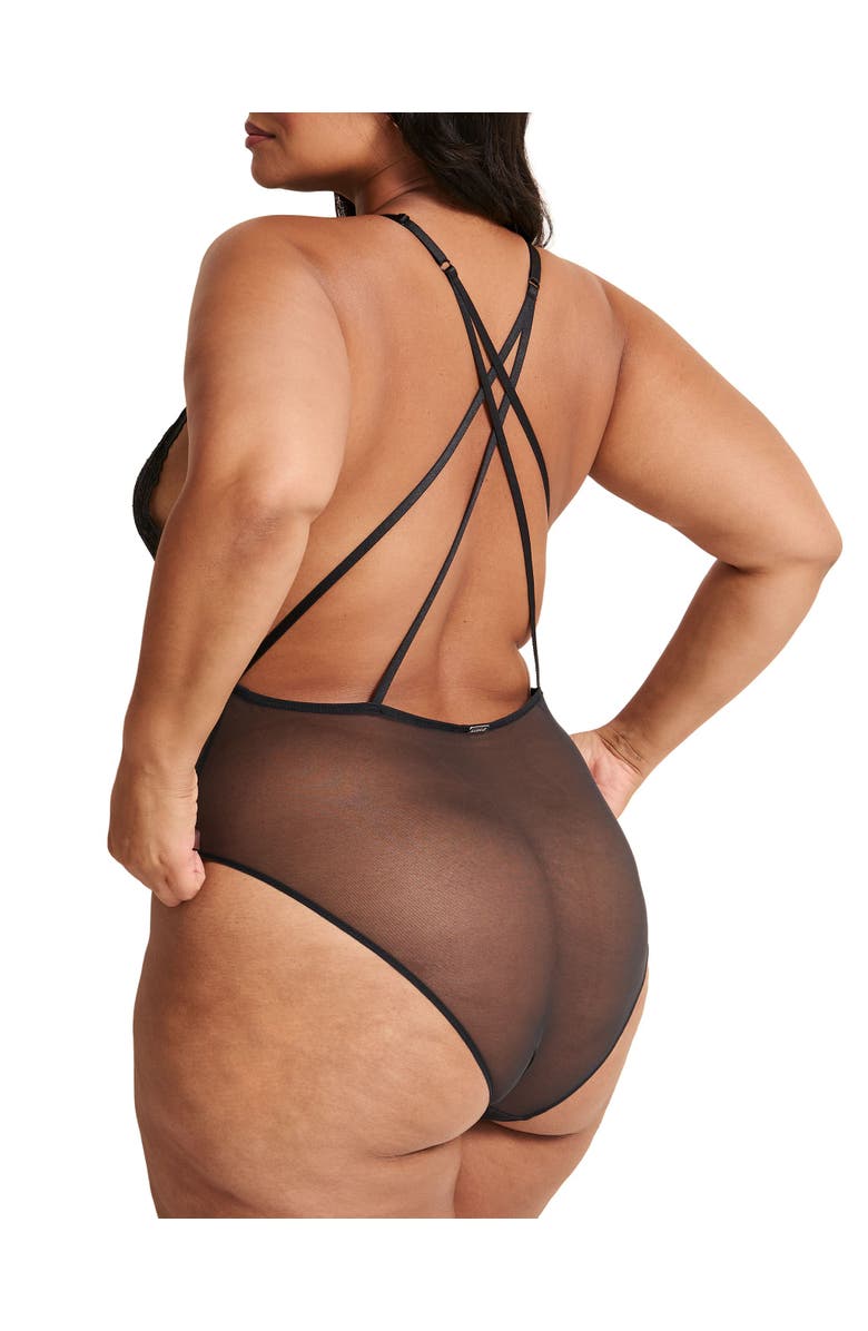 Adore Me Talia Bodysuit Lingerie, Alternate, color, Black