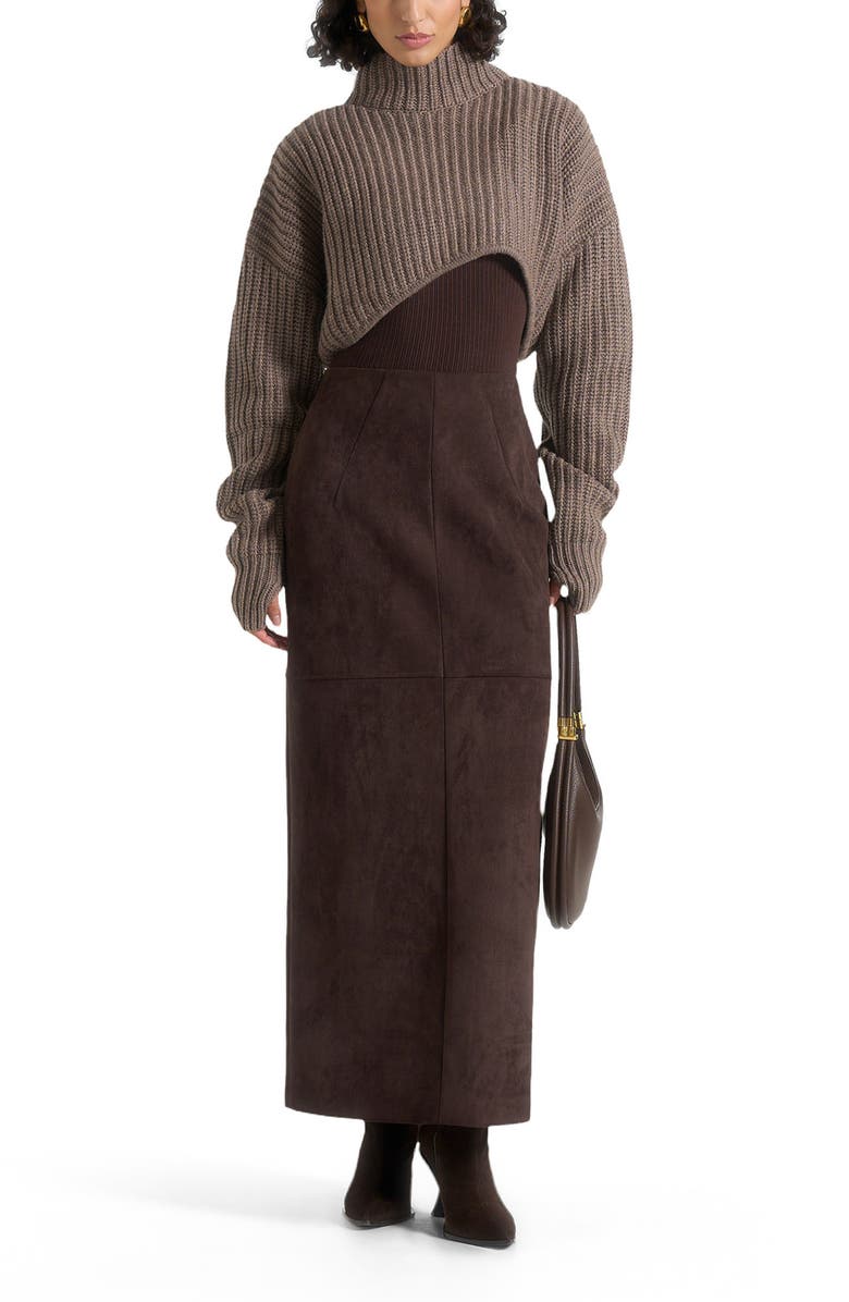 Manière De Voir Celie Suede Maxi Skirt, Alternate, color, Brown