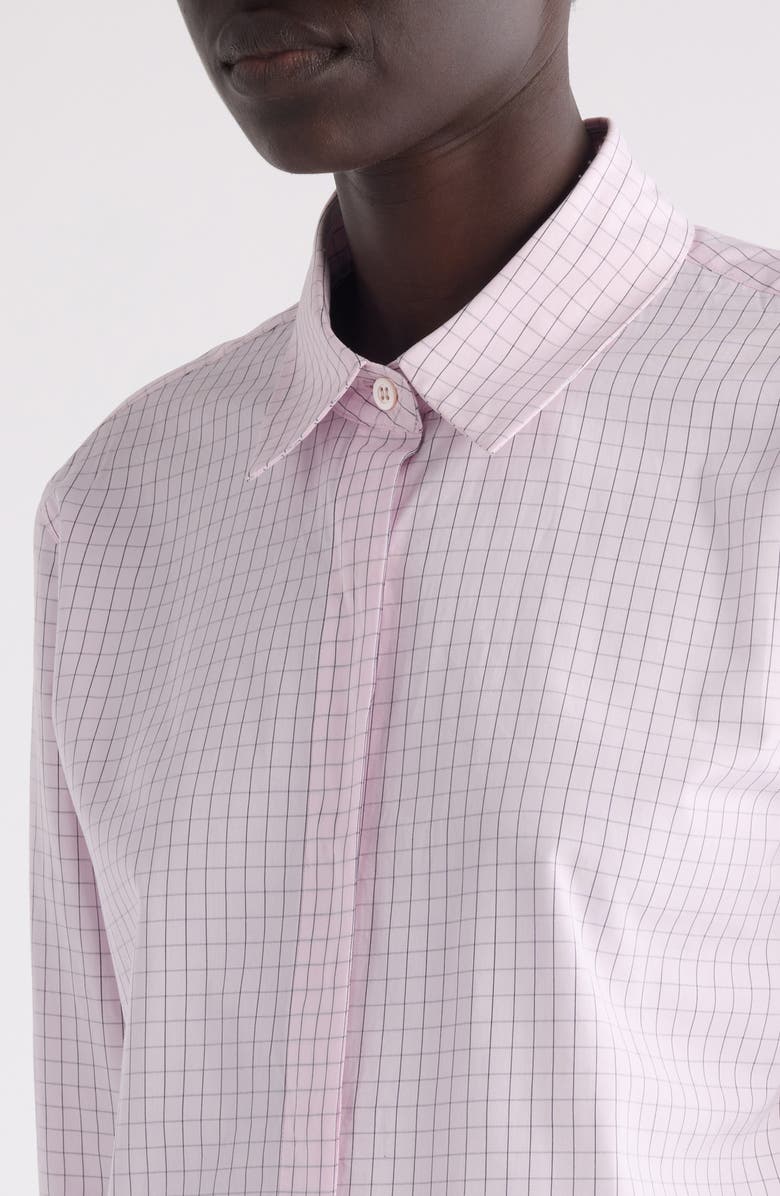 Dries Van Noten Clavini Grid Print Cotton Poplin Button-Up Shirt, Alternate, color,