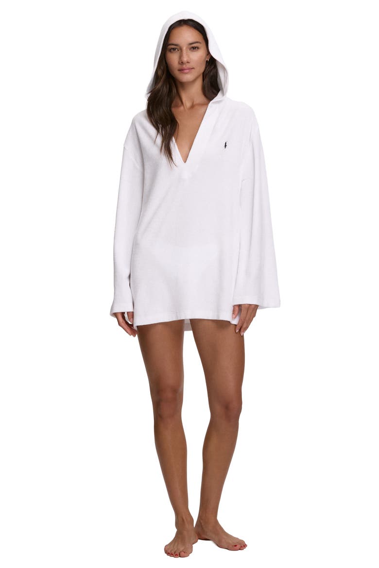 Hooded Tunic Cover-Up, Alternate, color, WHITE