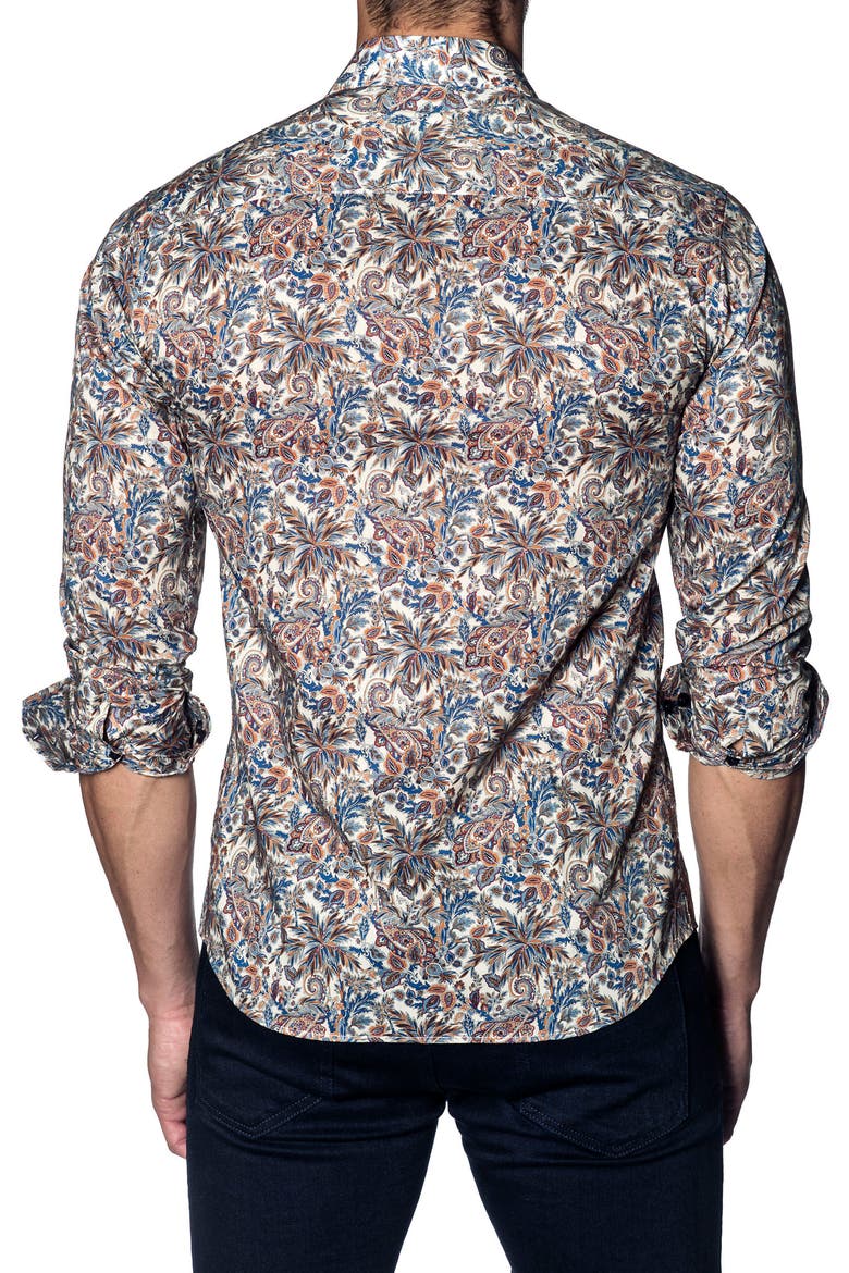 Slim Fit Paisley Print Sport Shirt, Alternate, color, BEIGE MULTI PAISLEY