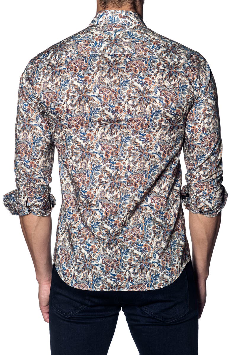Jared Lang Slim Fit Paisley Print Sport Shirt, Alternate, color, 