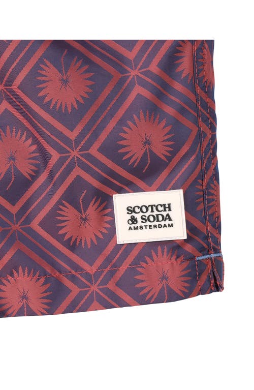 Scotch & Soda Diamond Swim Trunks In Light Pastel Red