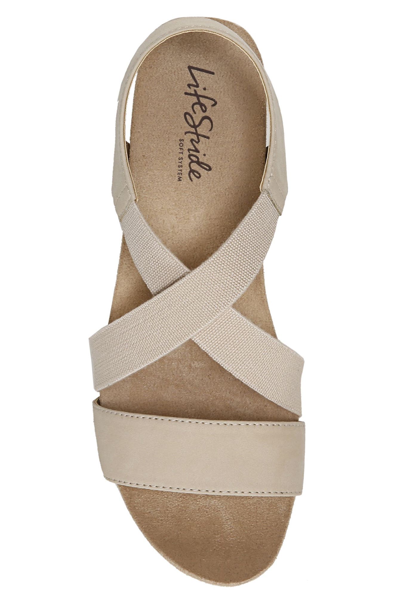 LifeStride Mexico Wedge Slingback Sandal, Alternate, color, Bone