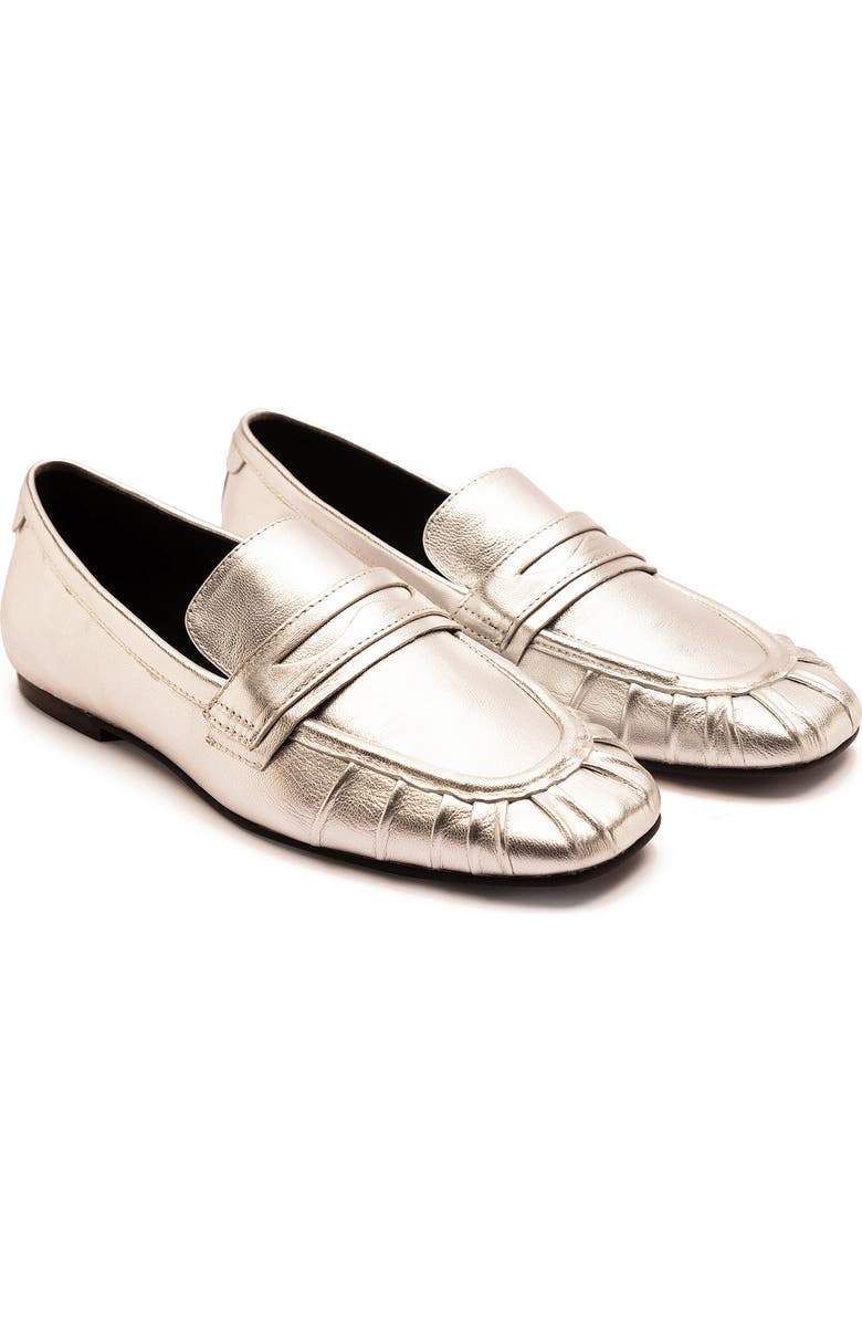 OFF THE HOOK LONDON Charing Metallic Penny Loafer, Alternate, color, Silver