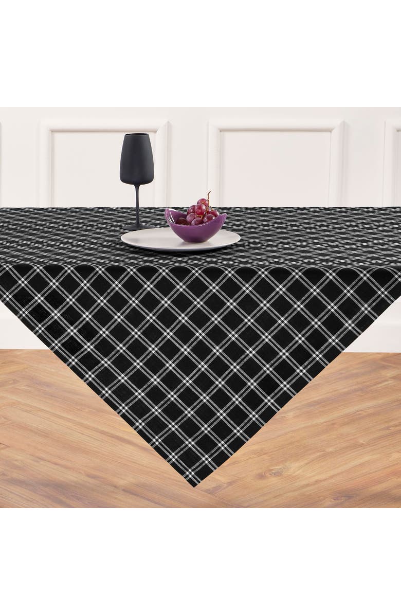 Solino Home Linen Table Throw - Marseille Plaid, 52" x 52" Inch, Alternate, color, Black
