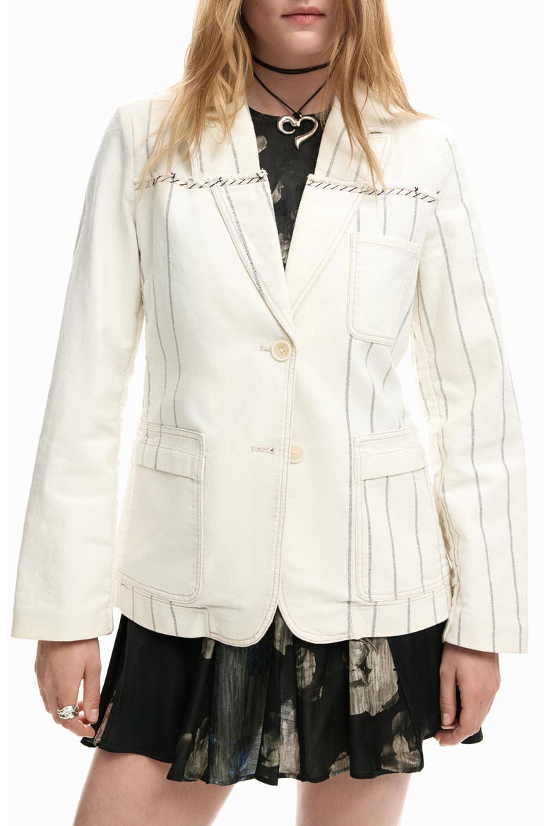 Stripe Blazer, Main, color, MEDIUM BEIGE