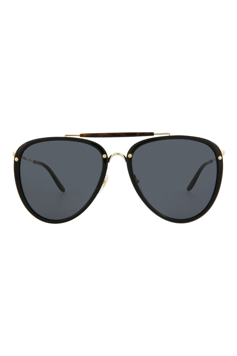 58mm Aviator Sunglasses, Main, color, BLACK GOLD GREY
