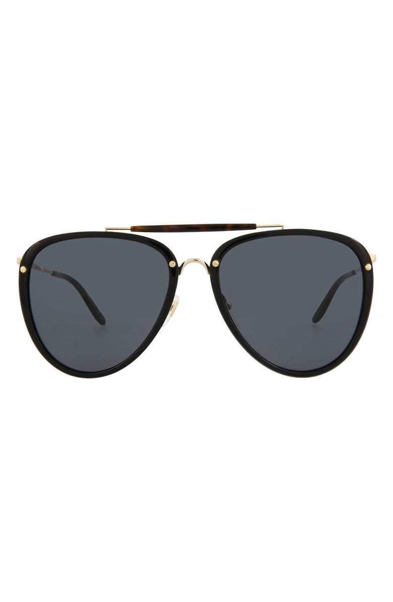 Gucci 58mm Aviator Sunglasses, Main, color, Black Gold Grey