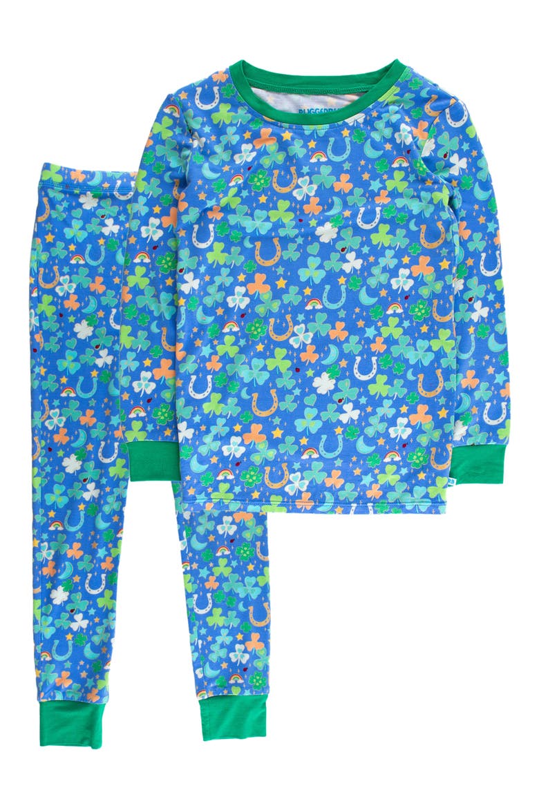 Lucky Day Fitted Two-Piece Pajamas, Main, color, BLUE