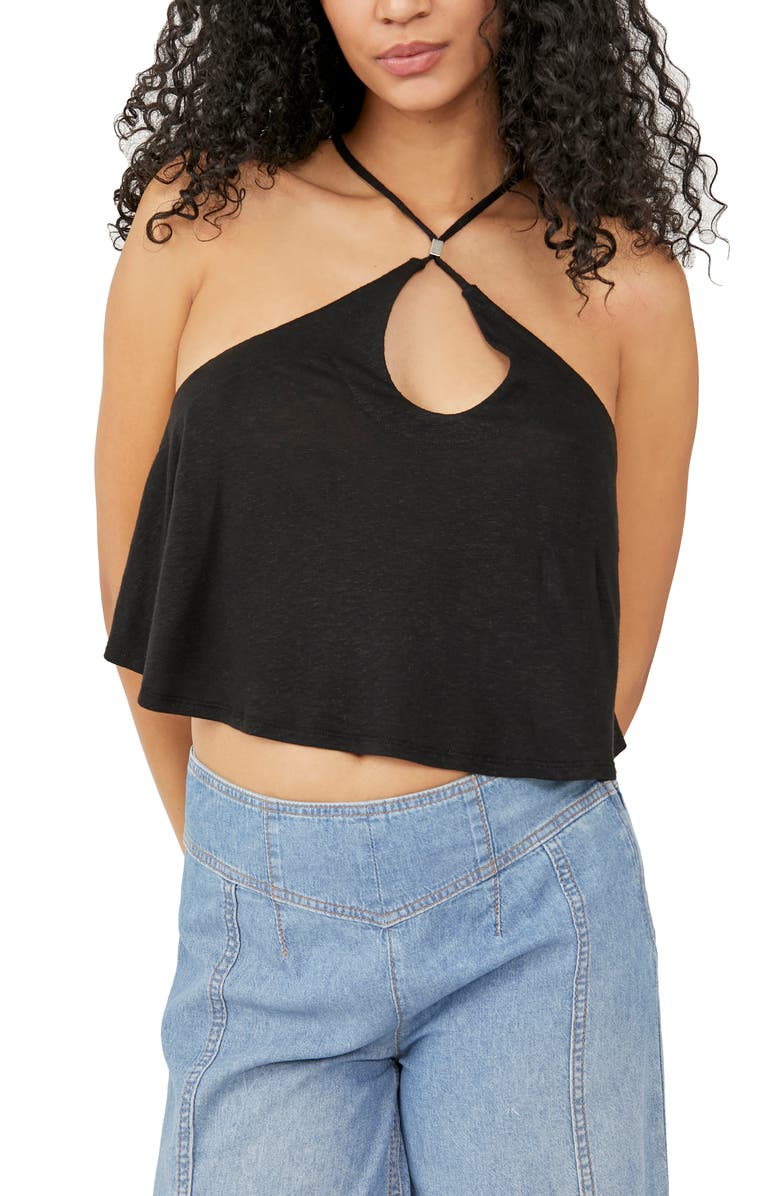 Free People Long Weekend Knit Halter Tank, Main, color, Black