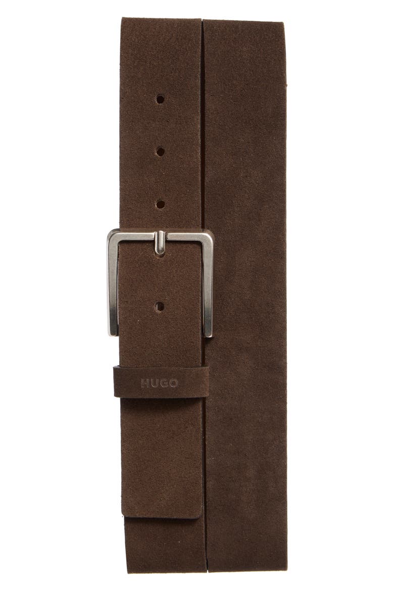 Gionio Leather Belt, Main, color, DARK BRN