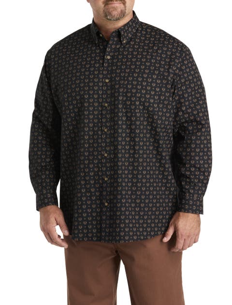Big & Tall Easy-Care Leaf Print Sport Shirt