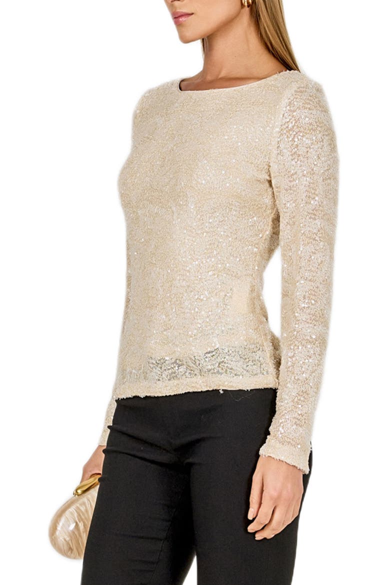 Sequin Scoop Neck Top, Alternate, color, BEIGE