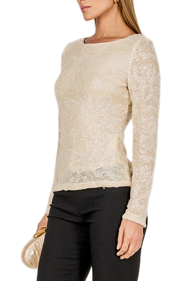 Endless Rose Sequin Scoop Neck Top, Alternate, color, Beige