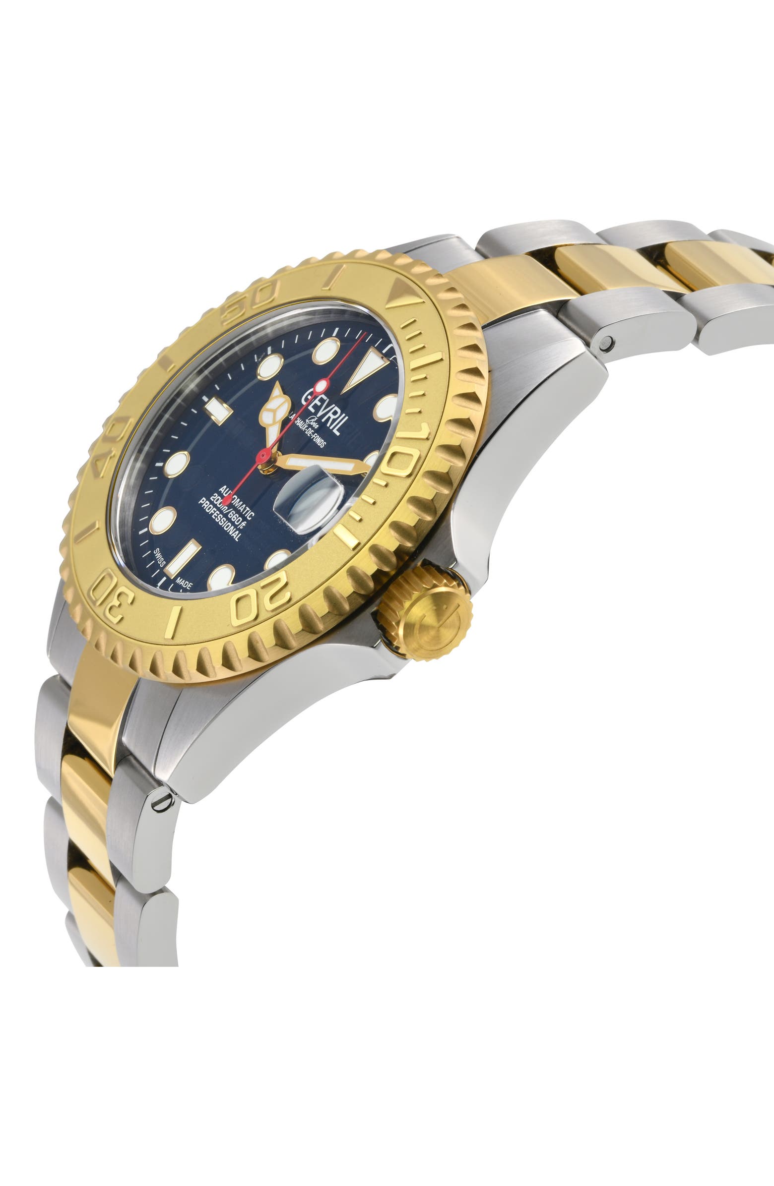 GEVRIL Wall Street Two-Tone Swiss Automatic Bracelet Watch, 39mm ...