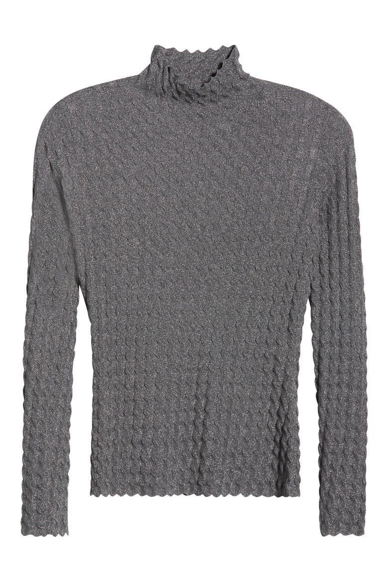 Metallic Mock Neck Sweater, Alternate, color, SILVER