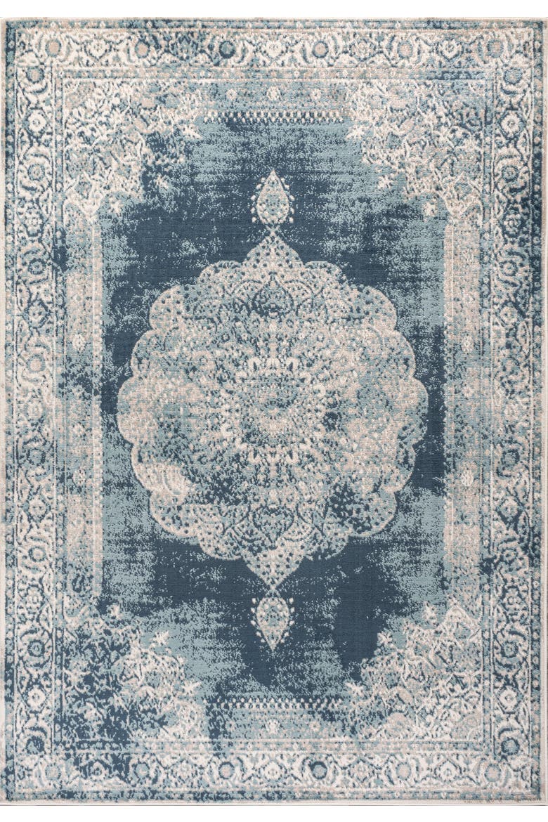 Rosalia Cottage Medallion Area Rug, Main, color, Ivory/Blue