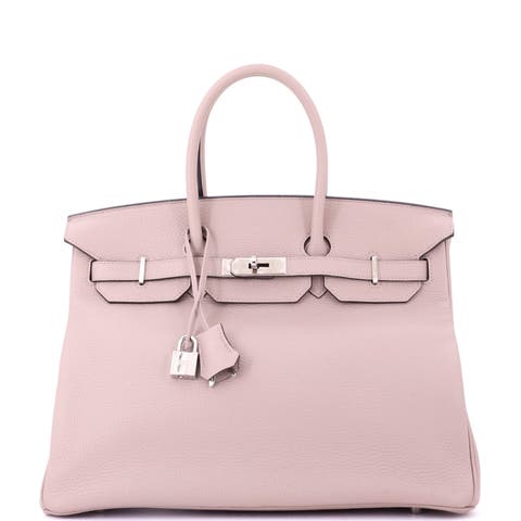 Birkin Handbag Purple Clemence with Palladium Hardware 35