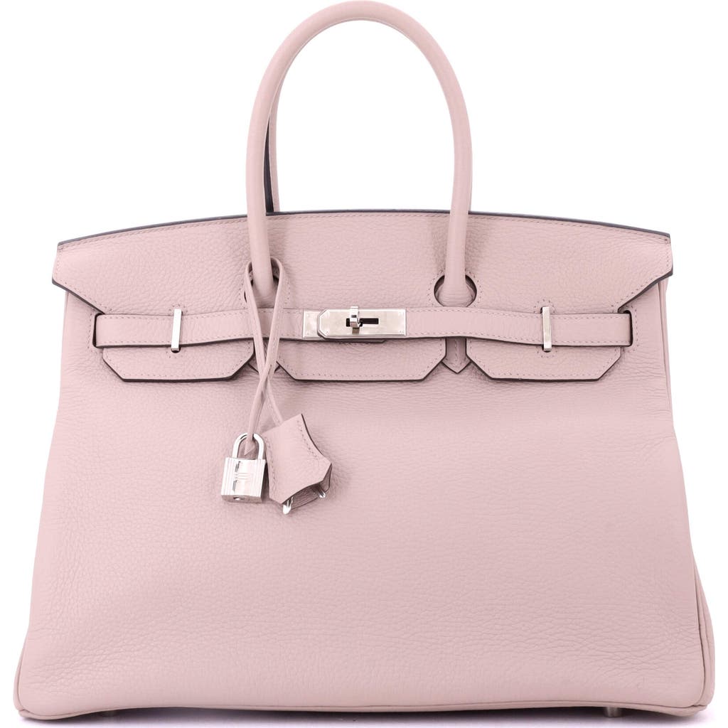 Pre-owned Hermes Hermes Birkin Handbag Purple Clemence With Palladium Hardware 35 In Pink