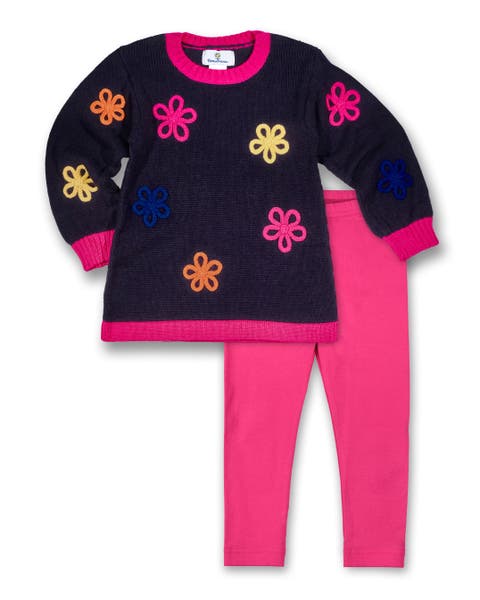 Sweater Tunic With Flowers And Leggings (Toddler, Little Kid, Big Kid)
