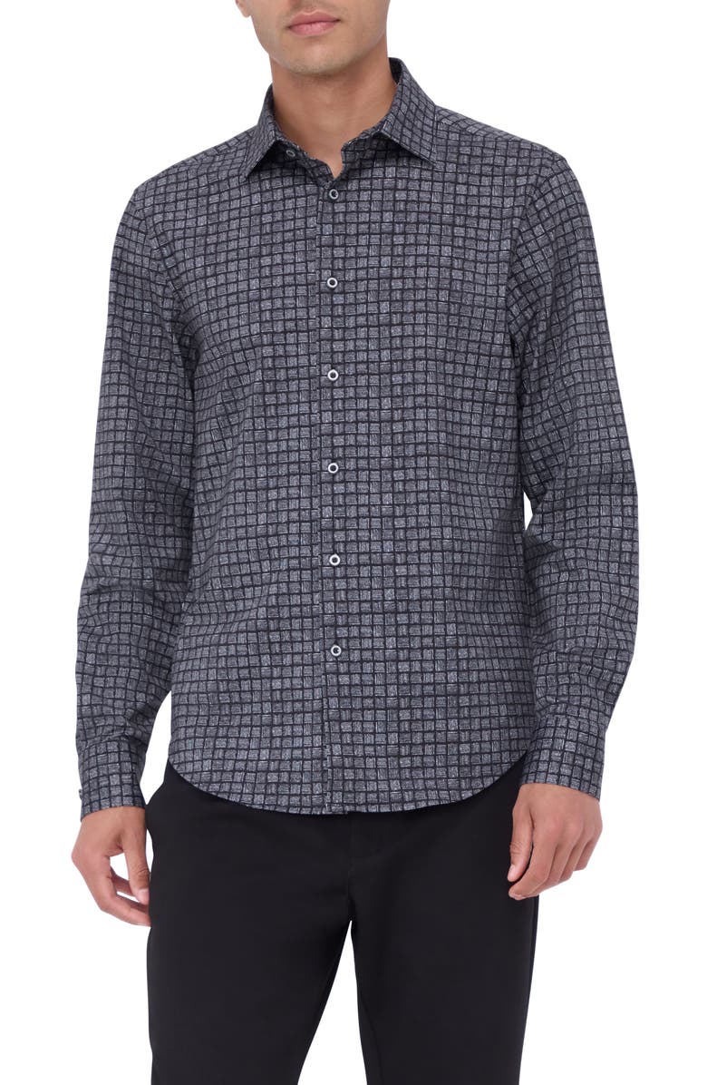 Bugatchi James OoohCotton<sup>®</sup> Checker Button-Up Shirt, Main, color,