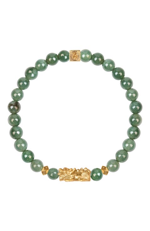 Jade Gold Plated Dragon Charm Feng Shui Bracelet - Untamed Spirit