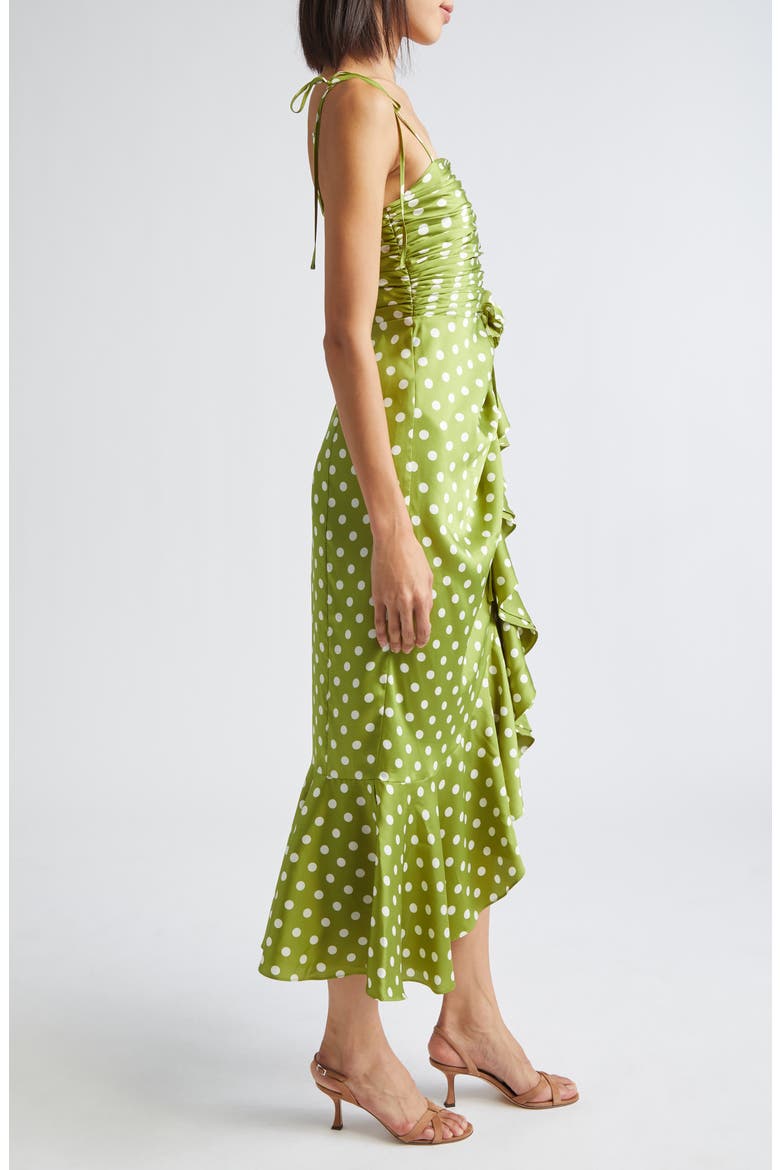 Camille Polka Dot Midi Dress, Alternate, color, PICKLE/ IVORY