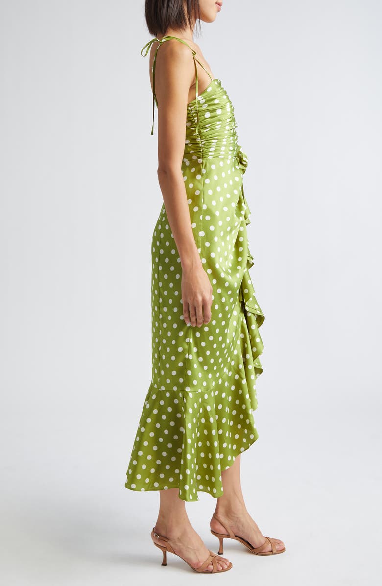 Cinq à Sept Camille Polka Dot Midi Dress, Alternate, color, Pickle/ Ivory