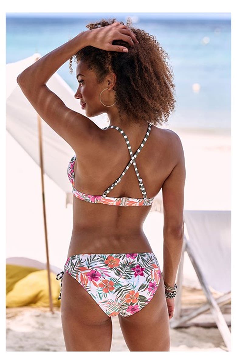 LASCANA Women's Side Tie Bikini Bottom, Alternate, color, White Printed