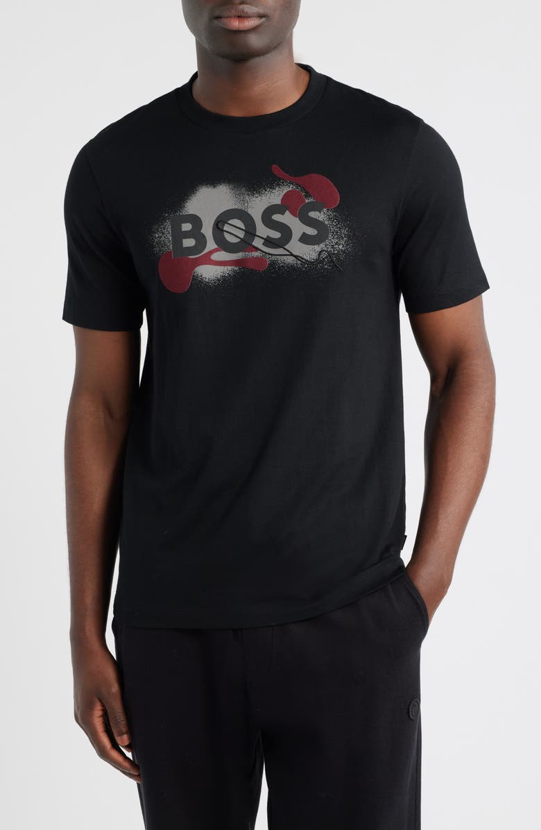 BOSS Thompson Embossed Logo Graphic T-Shirt, Main, color, Black