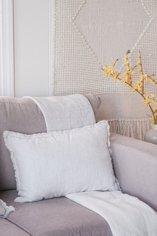 Anaya So Soft Linen Pillow With Down Insert In Blue