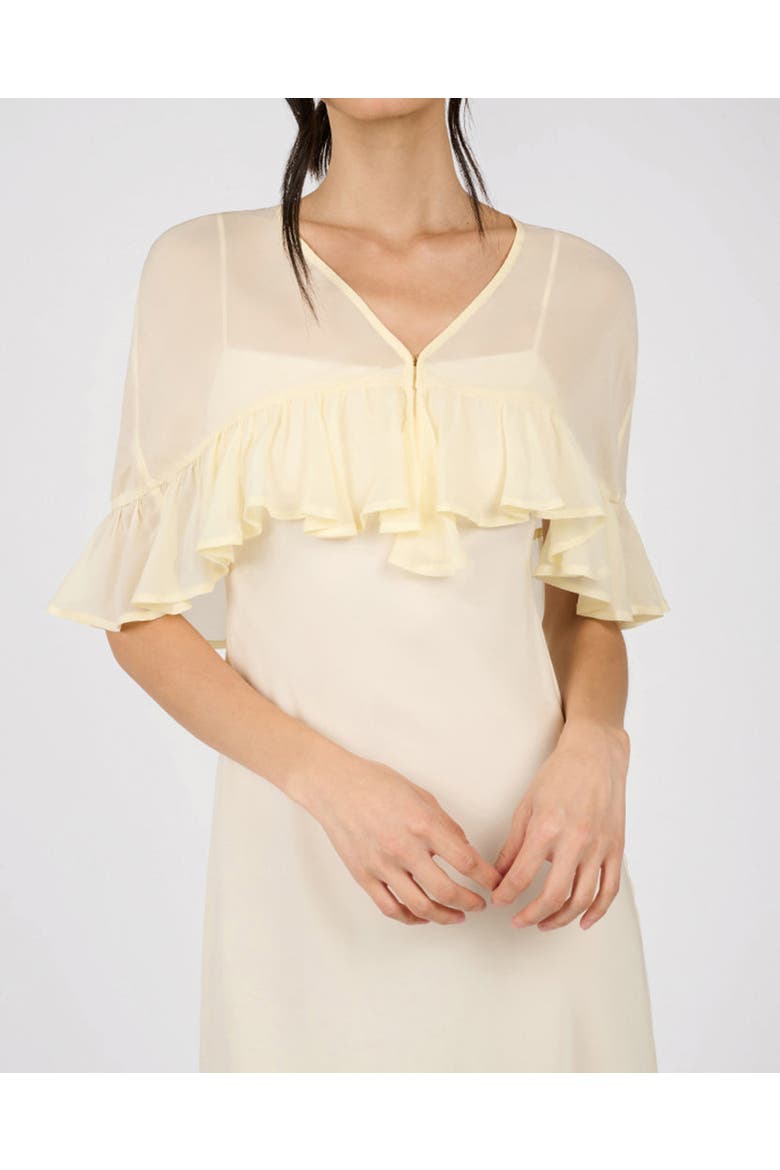 Ruffle Shawl Collar Maxi Dress, Alternate, color, Ivory