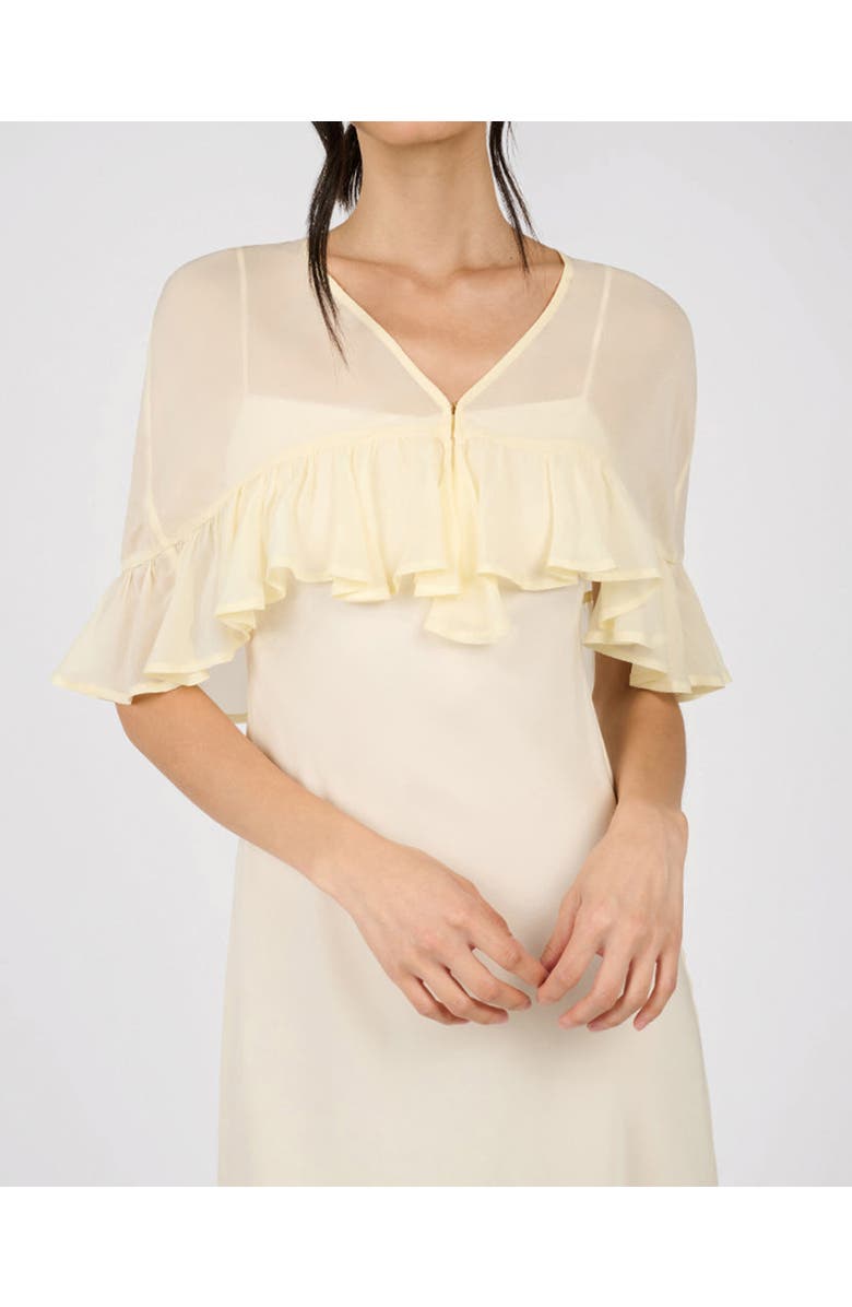 WeWoreWhat Ruffle Shawl Collar Maxi Dress, Alternate, color, Ivory