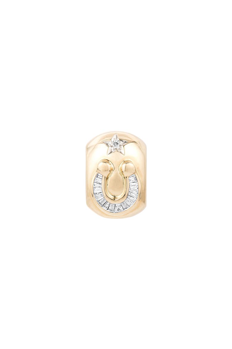 Horseshoe Diamond Lucky Big Bead Charm, Main, color, YELLOW GOLD/ DIAMOND