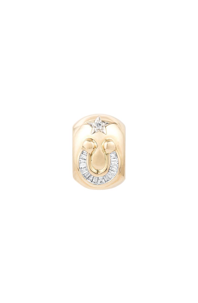 Adina Reyter Horseshoe Diamond Lucky Big Bead Charm, Main, color, Yellow Gold/ Diamond