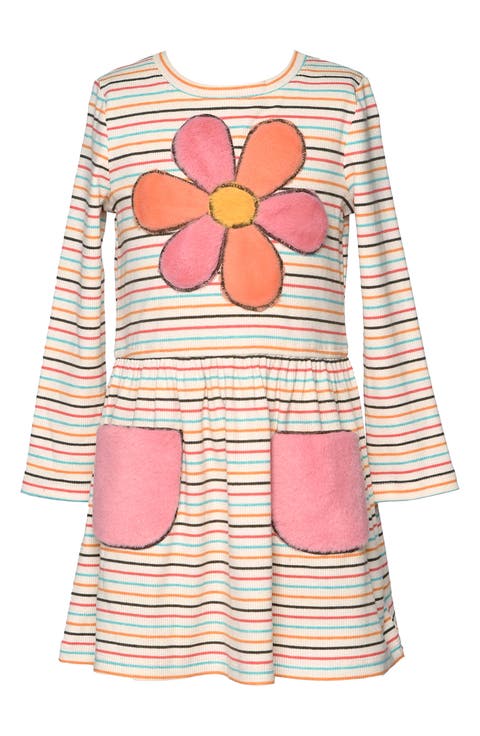 Kids' Faux Fur Daisy Patch Dress (Toddler & Little Kid)
