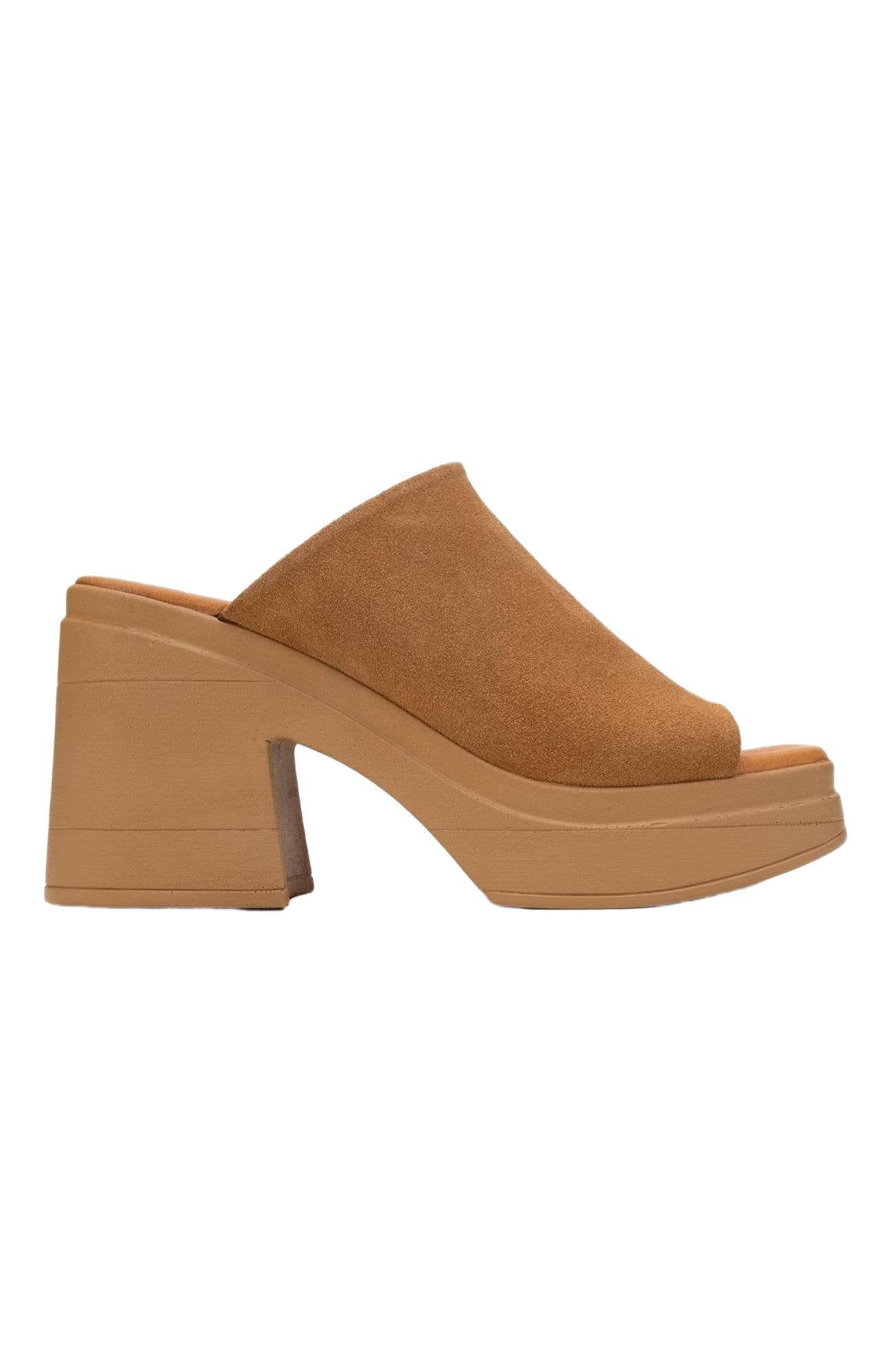 Forever & Always Shoes Nola Leather Platform Mules, Alternate, color, Cognac Brown Suede Leather