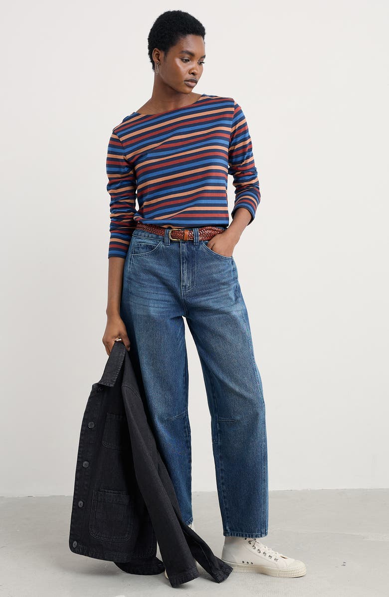 Seasalt Cornwall Sailor Stripe Organic Cotton Top, Alternate, color, Tri Mini Cornish Burgundy