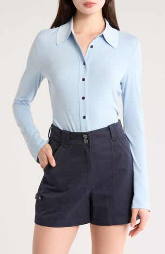 Derek Lam 10 Crosby Ulla Long Sleeve Knit Button-Up Shirt