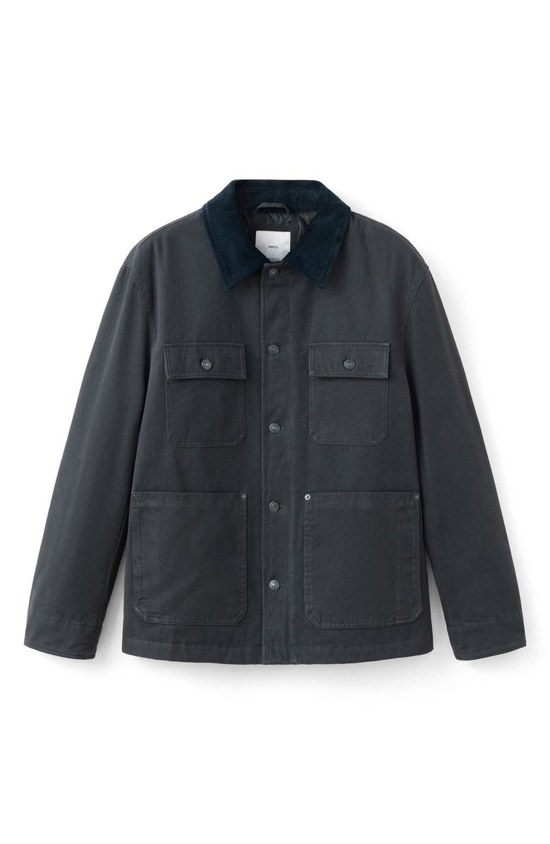MANGO Cotton Corduroy Collar Jacket, Alternate, color, Charcoal