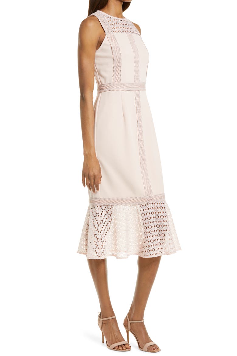Mix Lace Sheath Dress, Alternate, color, PINK SMOKE