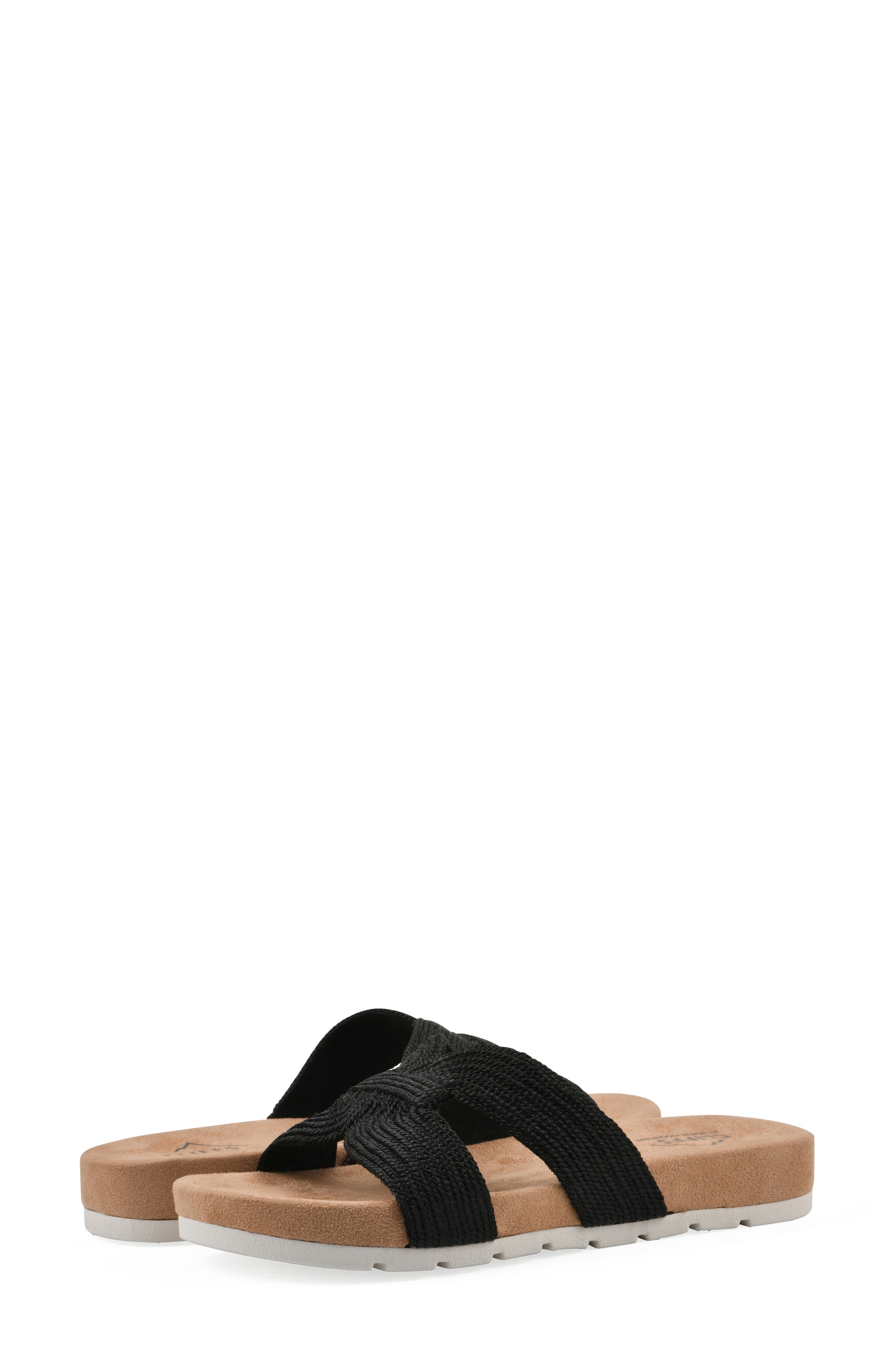 CLIFFS BY WHITE MOUNTAIN Tindra Slide Sandal, Alternate, color, Black Raffia