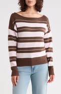 Madden Girl Stripe Boat Neck Sweater