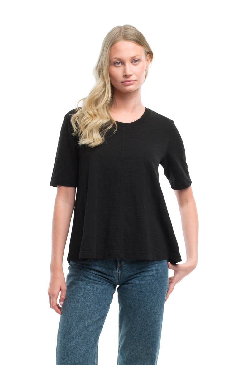 Elbow Sleeve Trapeze Top, Alternate, color, Black