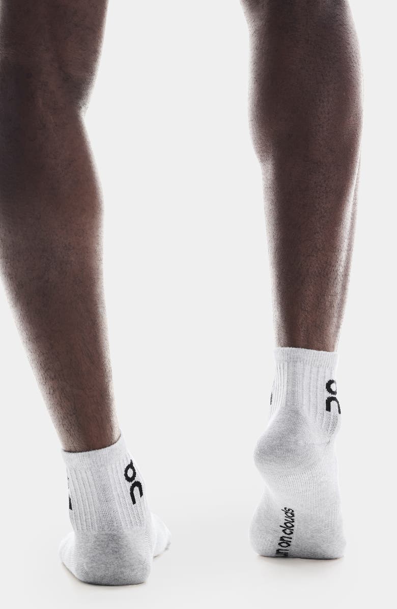 On Assorted 3-Pack Logo Quarter Socks, Alternate, color, Heather Gray