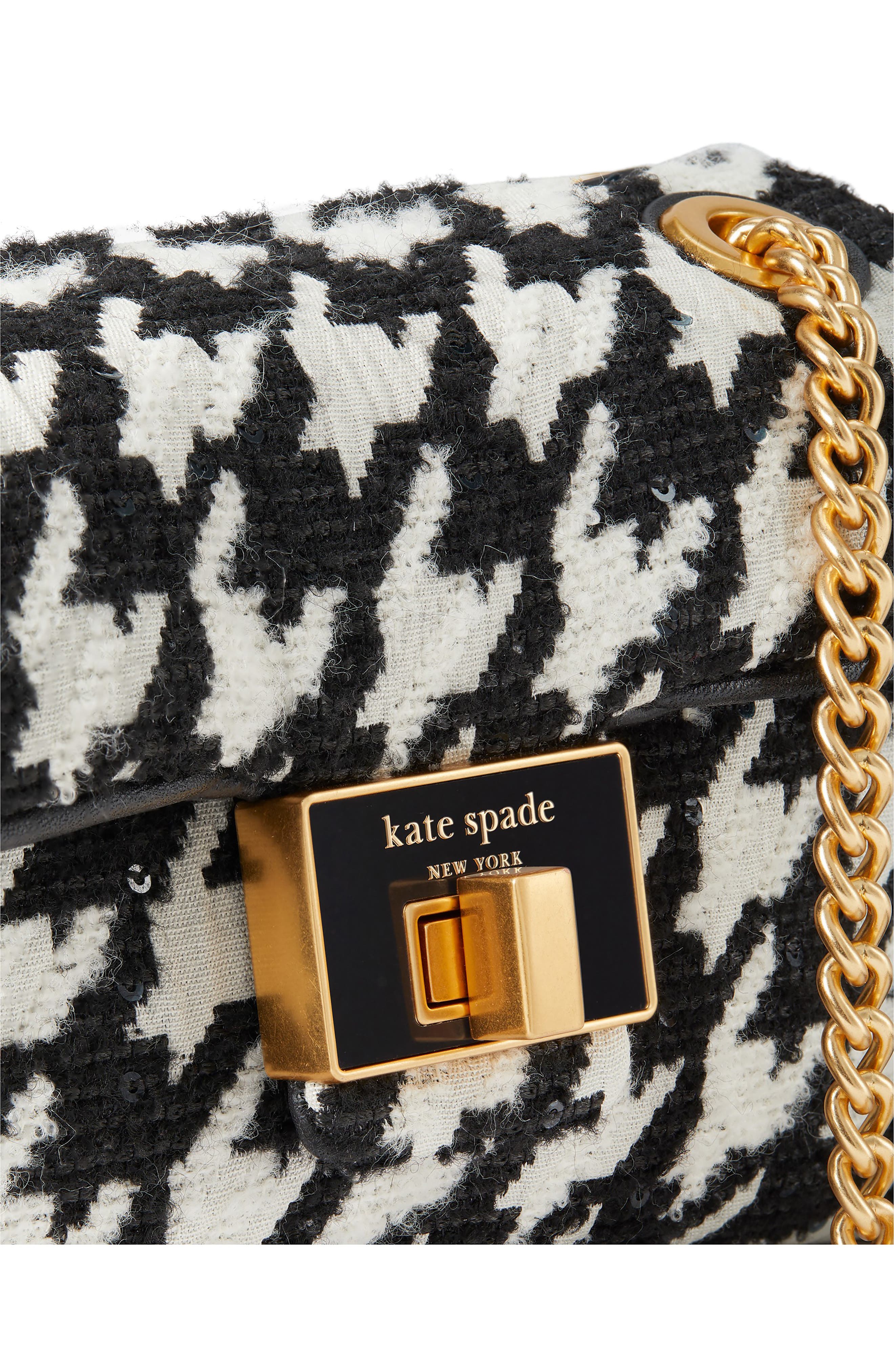 Kate Spade New York evelyn sequin houndstooth convertible crossbody bag, Alternate, color, 