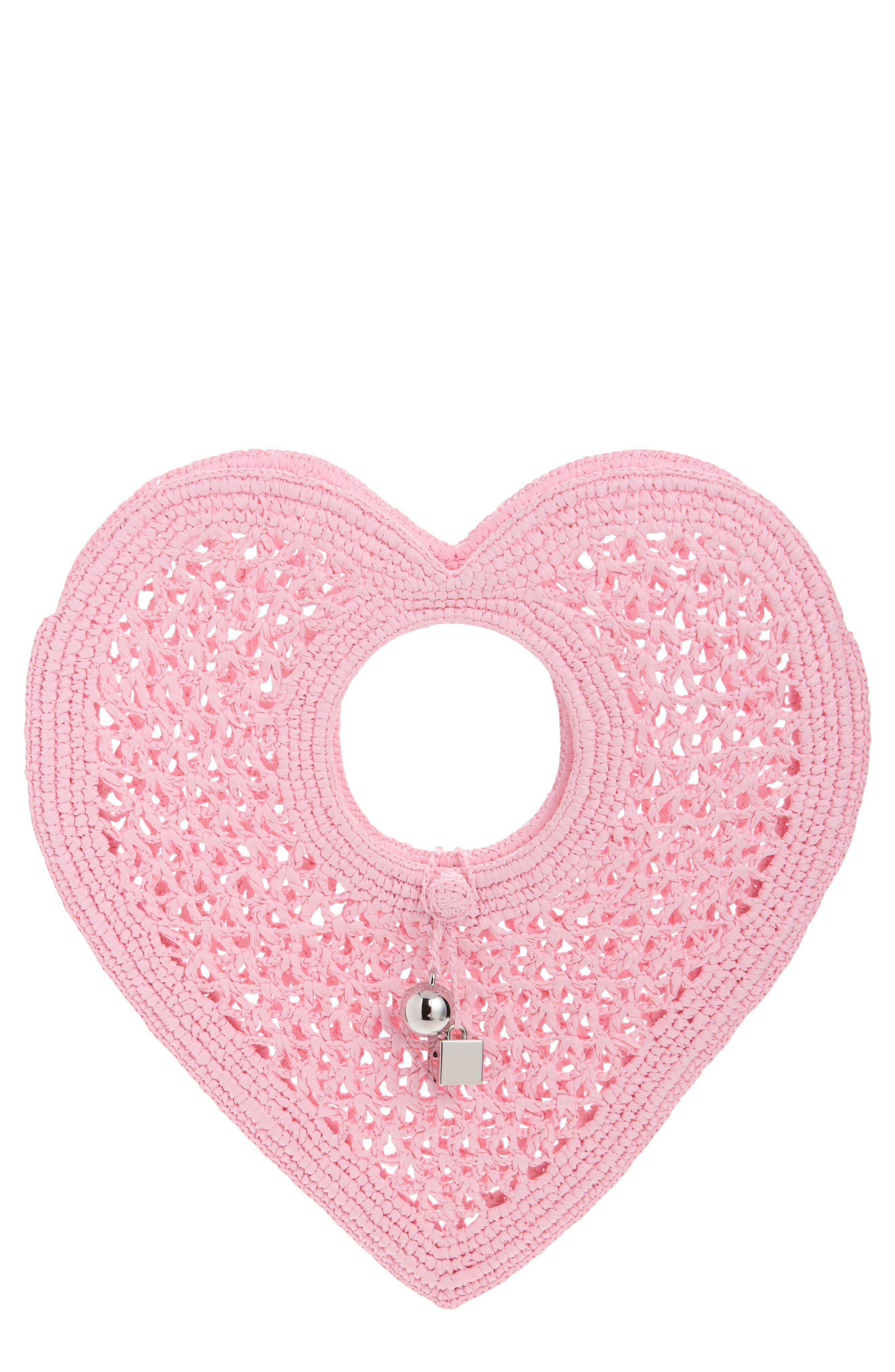 Spiaggia Coeur Crochet Bag, Main, color, LIGHT PINK 410